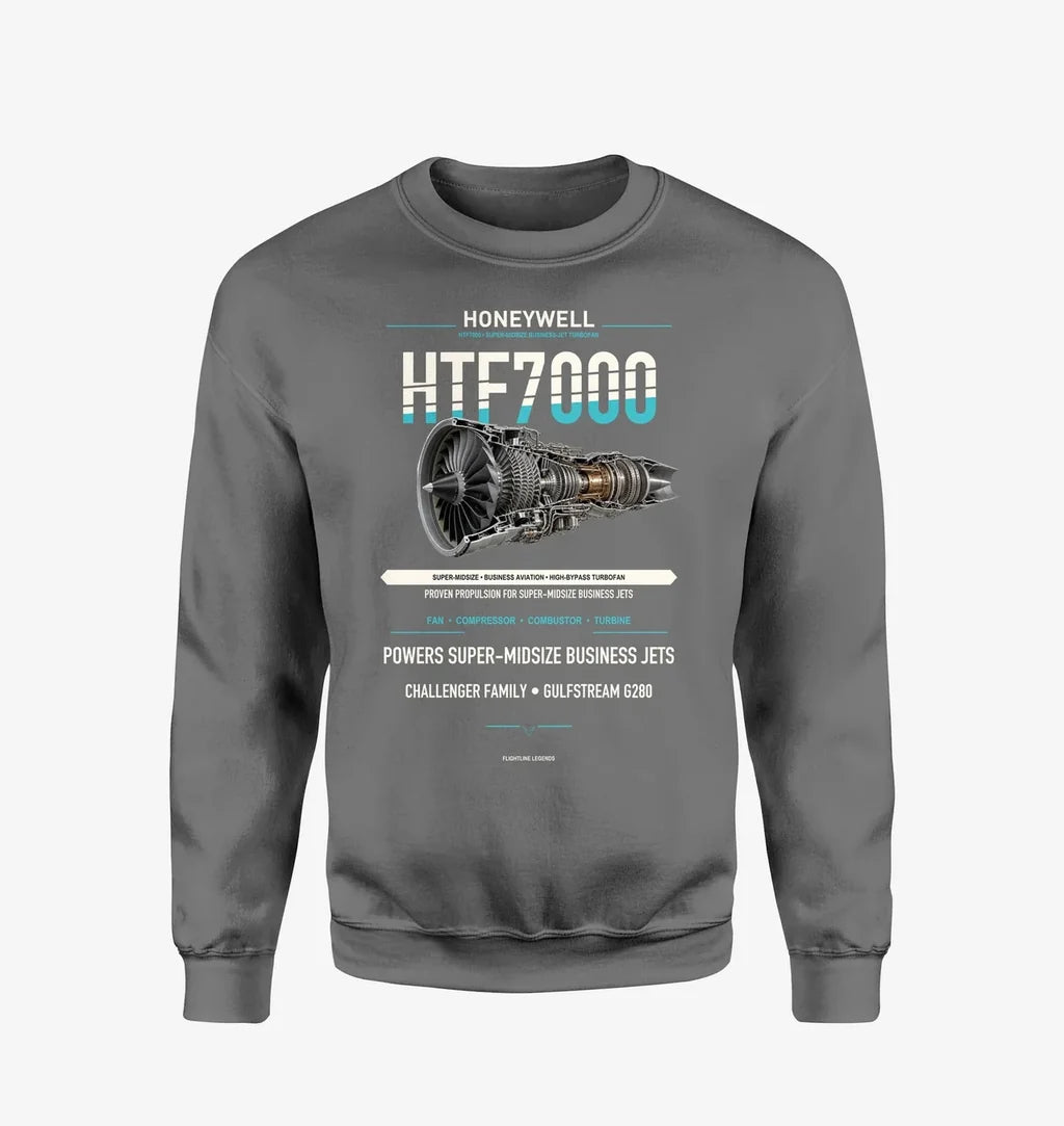 HTF7000 design on gray sweatshirt