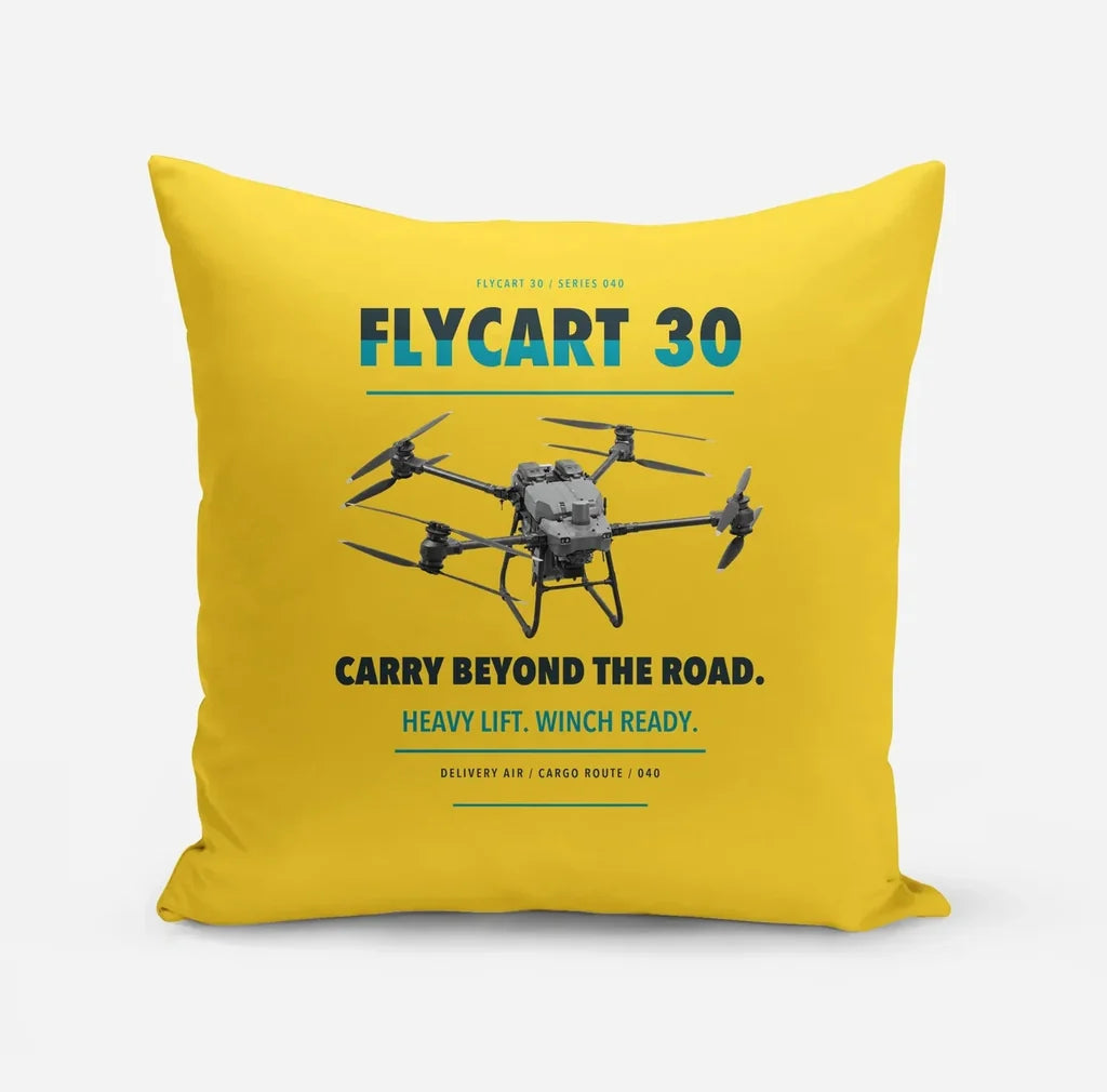DJI FlyCart 30 design on yellow pillow