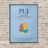 Thumbnail for Punta Cana International Airport PUJ vertical canvas print - framed - light blue background