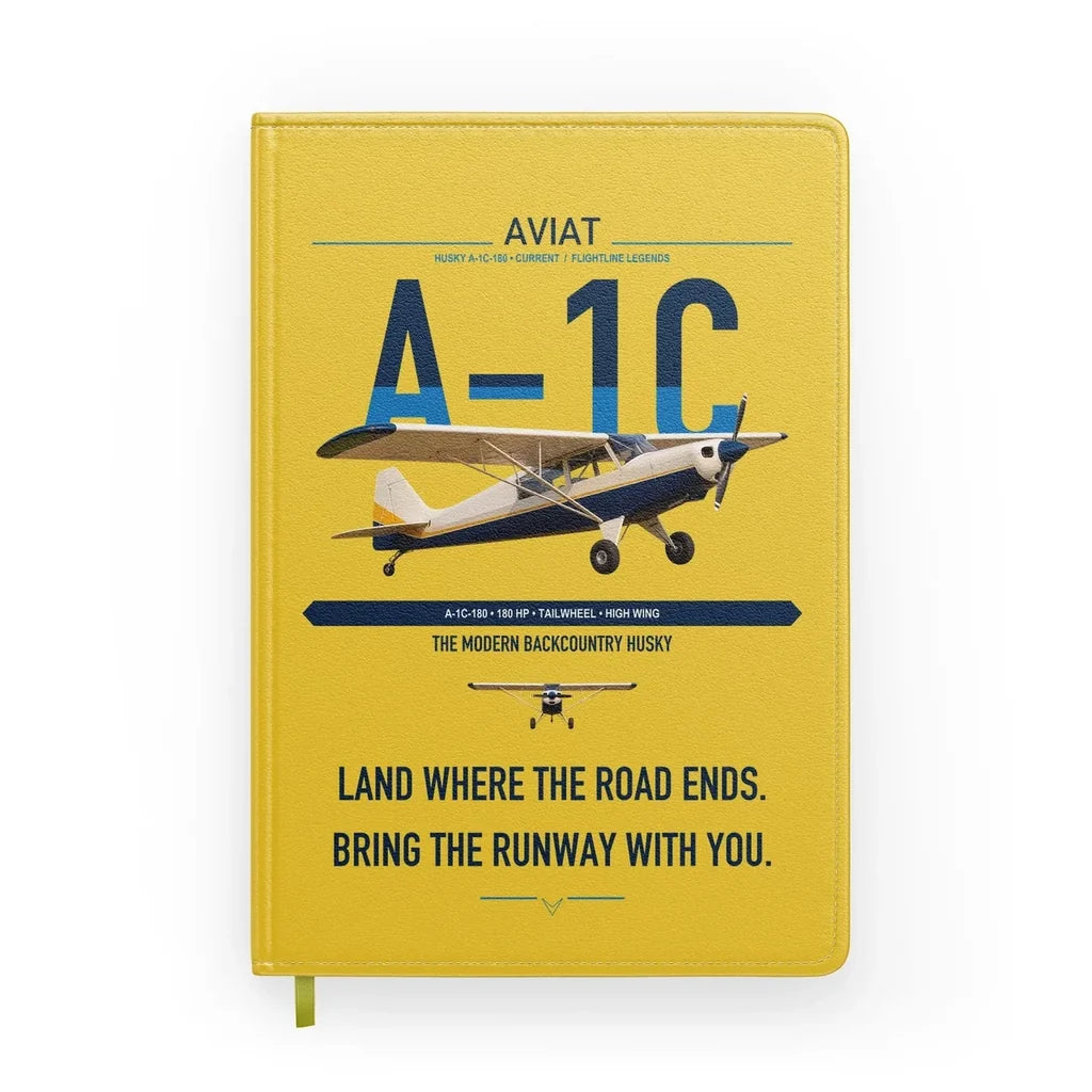 Aviat Husky A-1C-180 design on yellow notebook