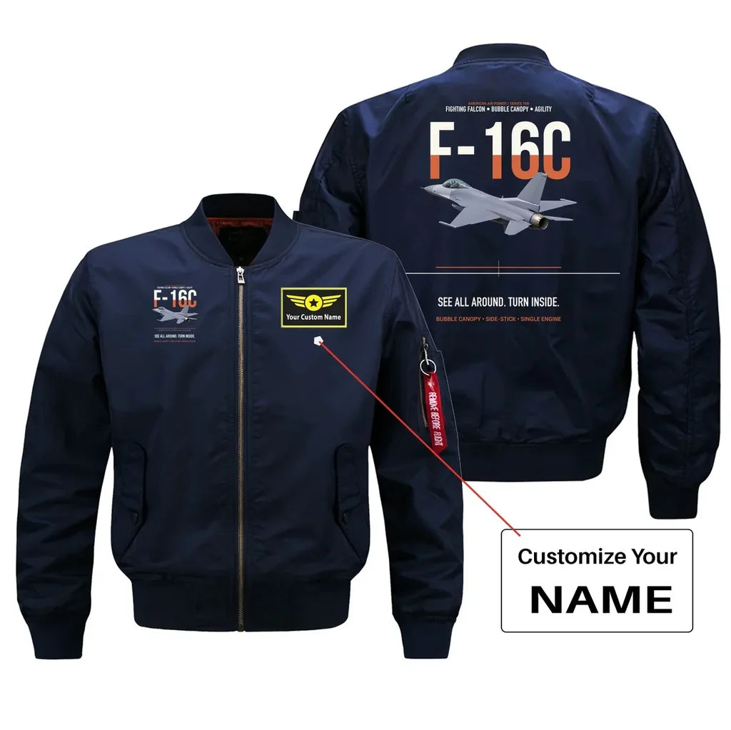 F-16C FIGHTING FALCON design on blue bomber with custom name badge