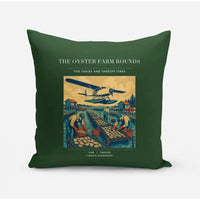Thumbnail for VINTAGE G4446 - The Oyster Farm Rounds - Designed Pillows design on darkgreen