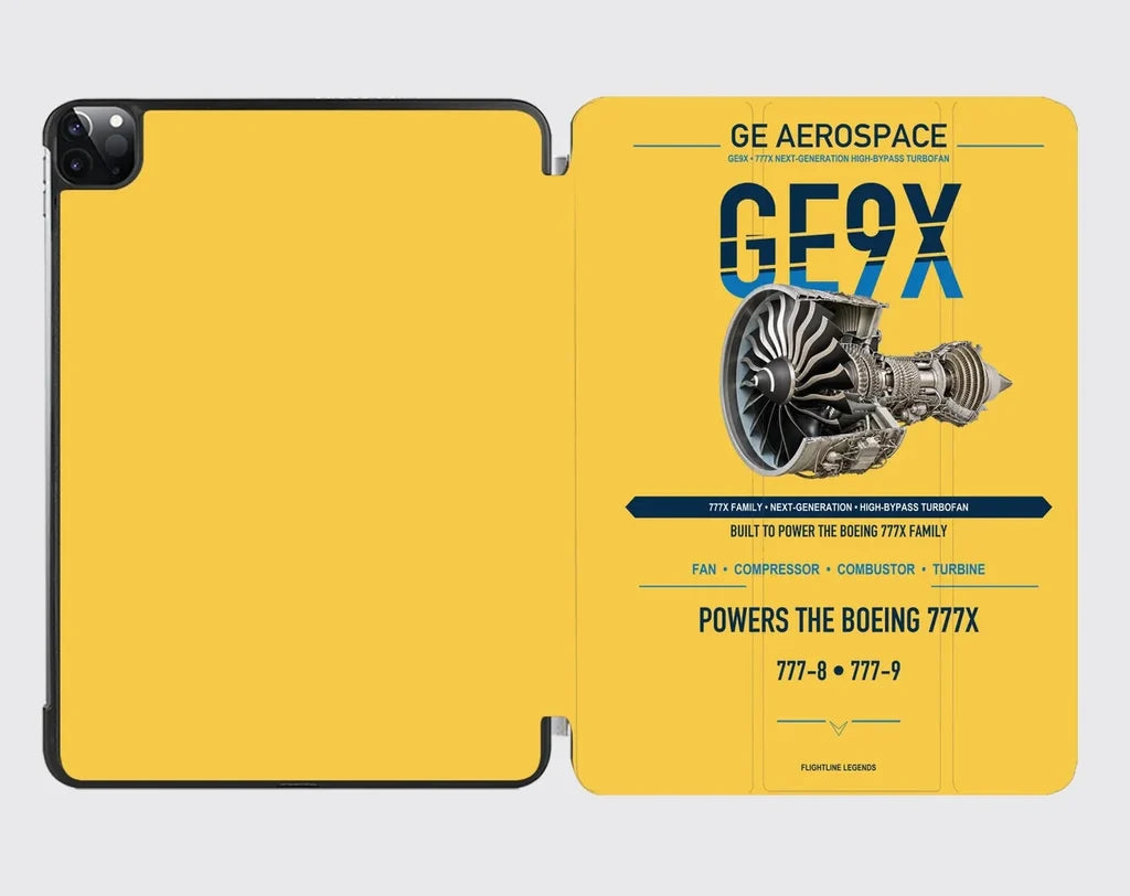 GE9X design on yellow ipad tablet case