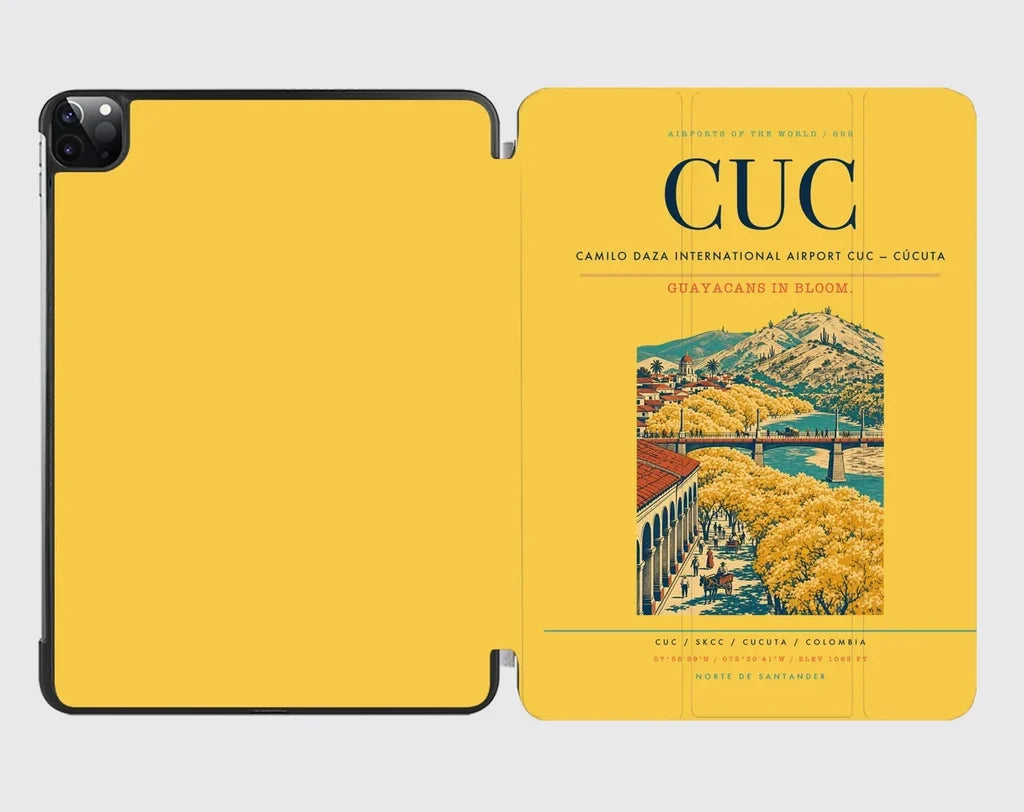 Camilo Daza International Airport (CUC) design on yellow ipad tablet case