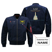 Thumbnail for Rabah Bitat Airport (AAE) design on blue bomber jacket with custom name patch