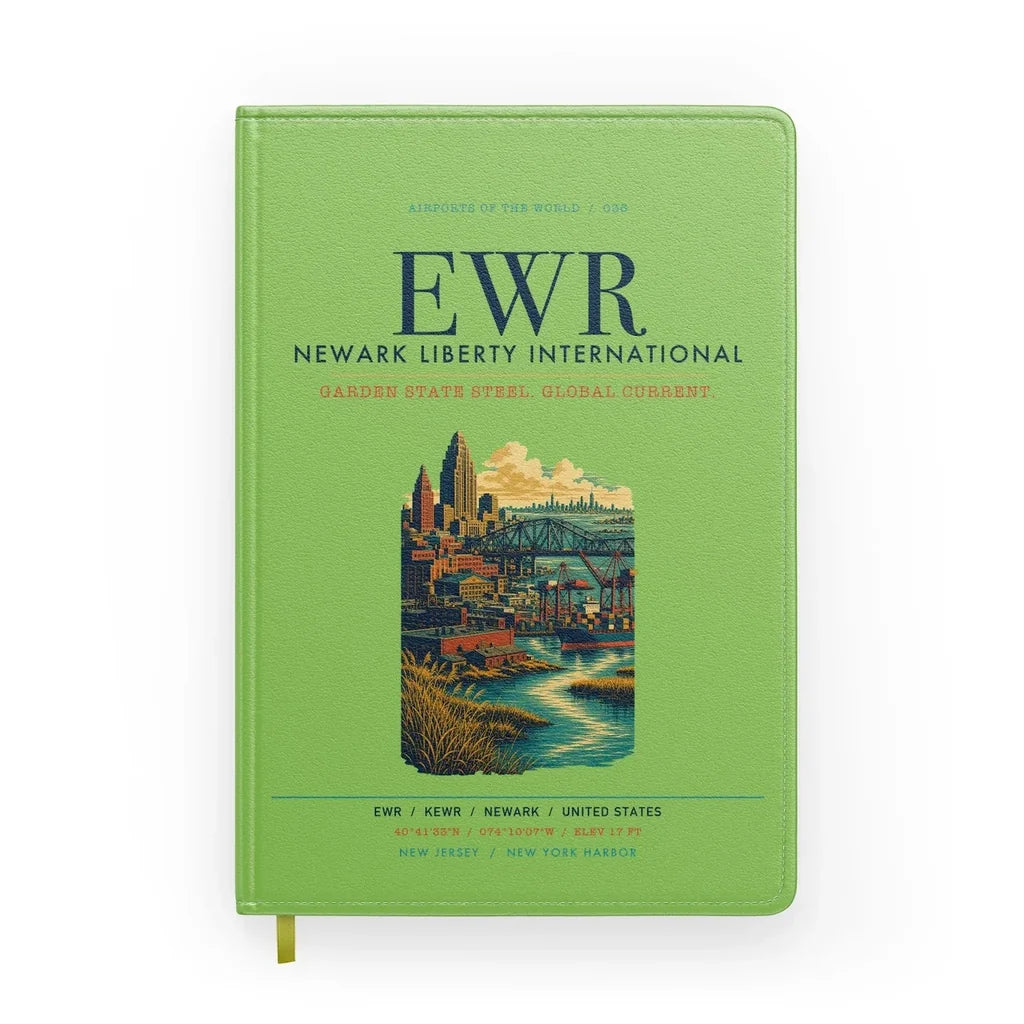 Newark Liberty International Airport (EWR) design on light green notebook
