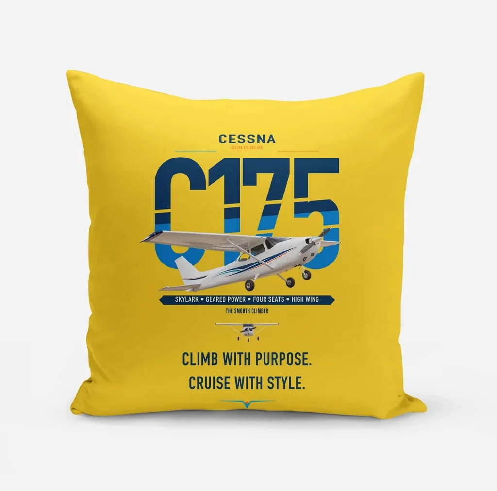 Cessna 175 Skylark design on yellow pillow