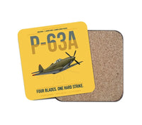 Thumbnail for P-63A Kingcobra design on yellow 1 piece coaster