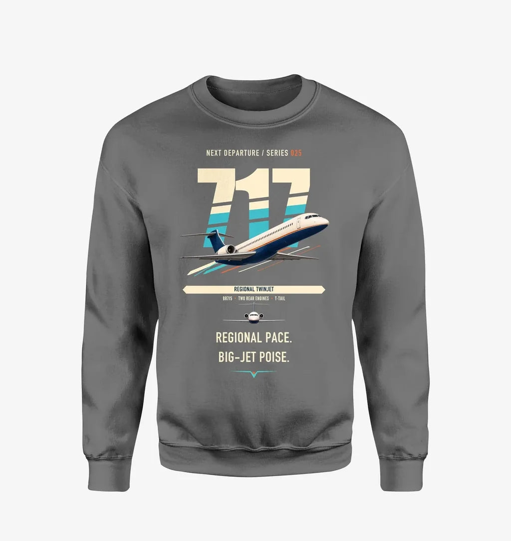 Boeing 717-200 design on gray sweatshirt