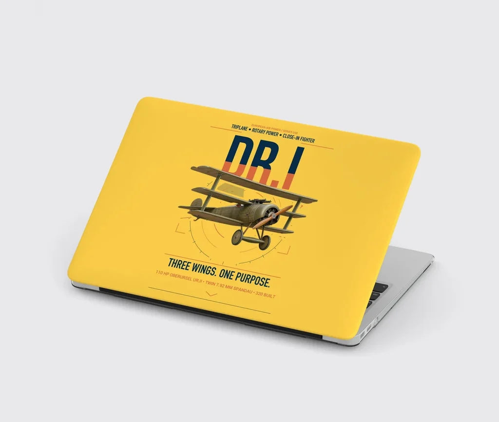 Fokker Dr.I design on yellow MacBook case