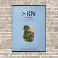 Thumbnail for South Bend International Airport SBN vertical canvas print - framed - light blue background
