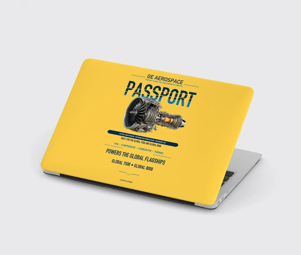 PASSPORT design on yellow MacBook case