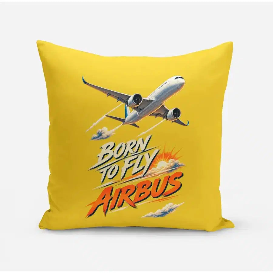 Born To Fly Airbus design on yellow pillow