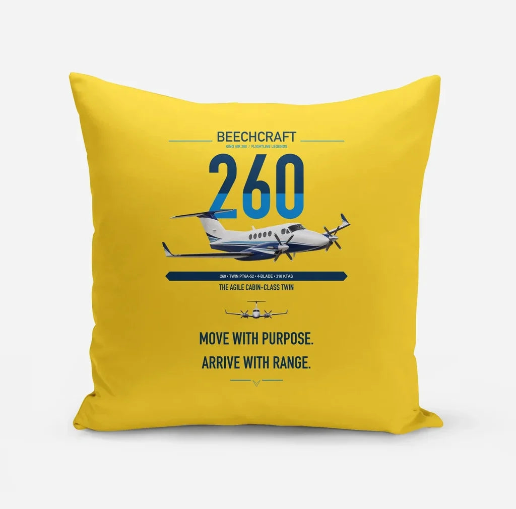 Beechcraft King Air 260 design on yellow pillow
