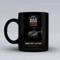 Thumbnail for Robinson R66 design on black ceramic mug, double-side print