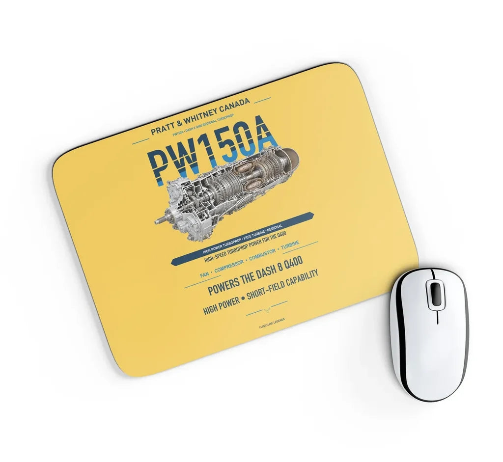 PW150A design on yellow rectangle mouse pad