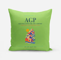 Thumbnail for Malaga-Costa del Sol Airport (AGP) design on light green pillow