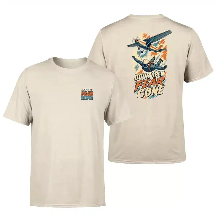 SIGNAL 568 - Door Open Fear Gone - Double-Side T-Shirt design on beige double side t shirt
