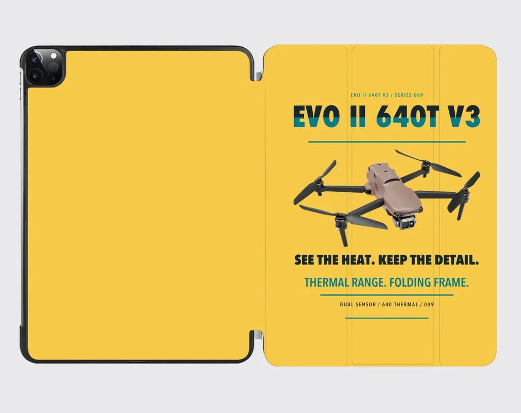 Autel EVO II Dual 640T V3 design on yellow ipad tablet case