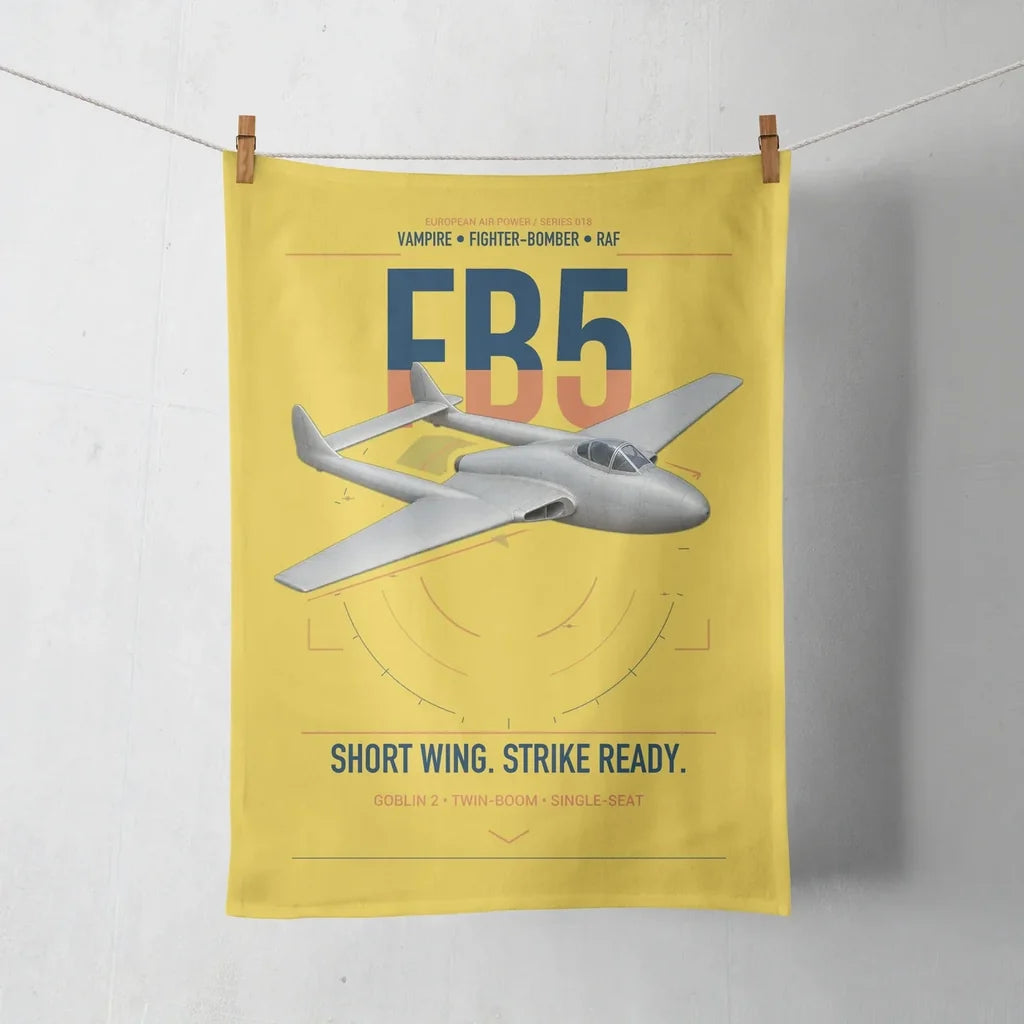 de Havilland Vampire FB5 design on yellow towel