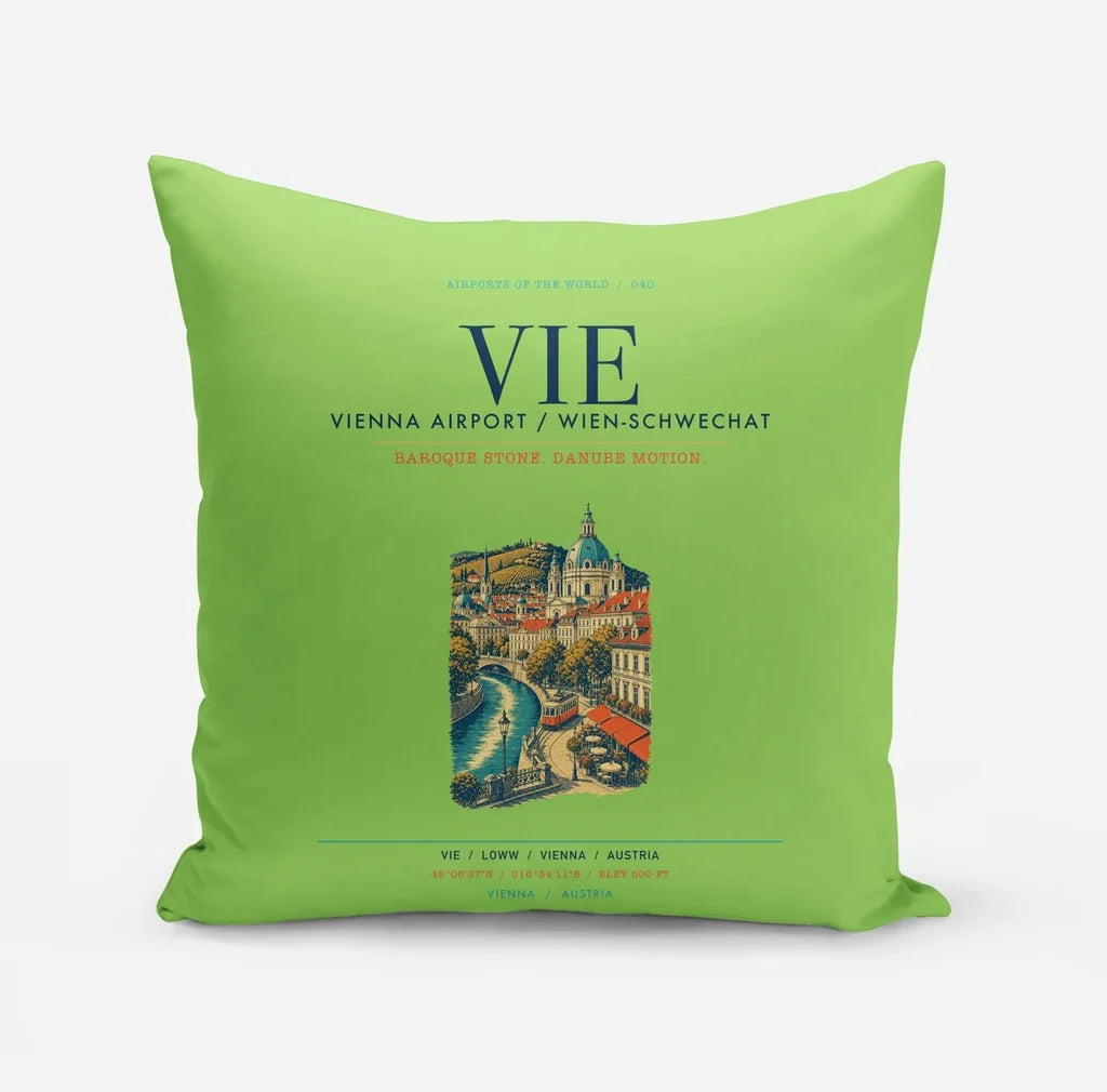 Vienna Airport (VIE) design on light green pillow