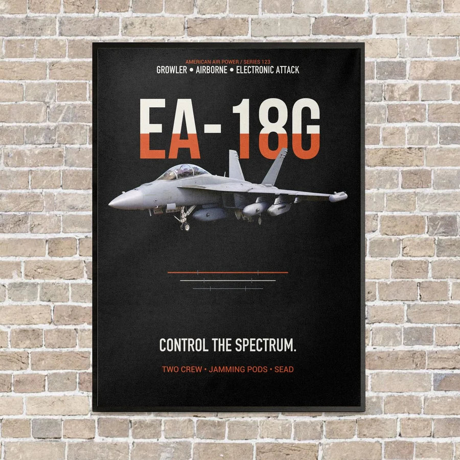 EA-18G Growler Control The Spectrum vertical canvas print - framed - black background