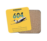 Thumbnail for Bombardier Challenger 604 design on yellow 1 piece coaster