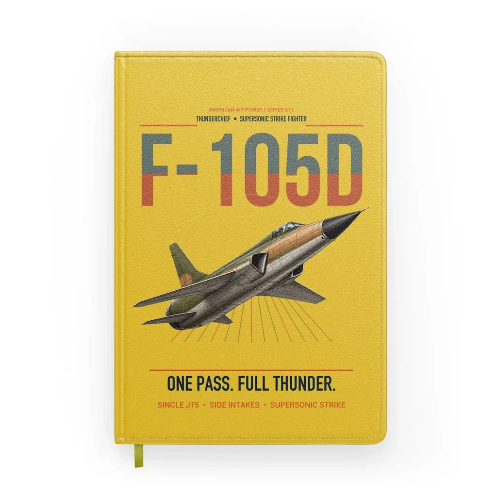 F-105D Thunderchief design on yellow notebook
