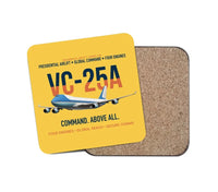 Thumbnail for VC-25A Air Force One Presidential Airlift design on yellow 1 piece coaster
