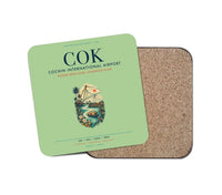 Thumbnail for Cochin International Airport Kochi (COK) design on light green 1 piece coaster