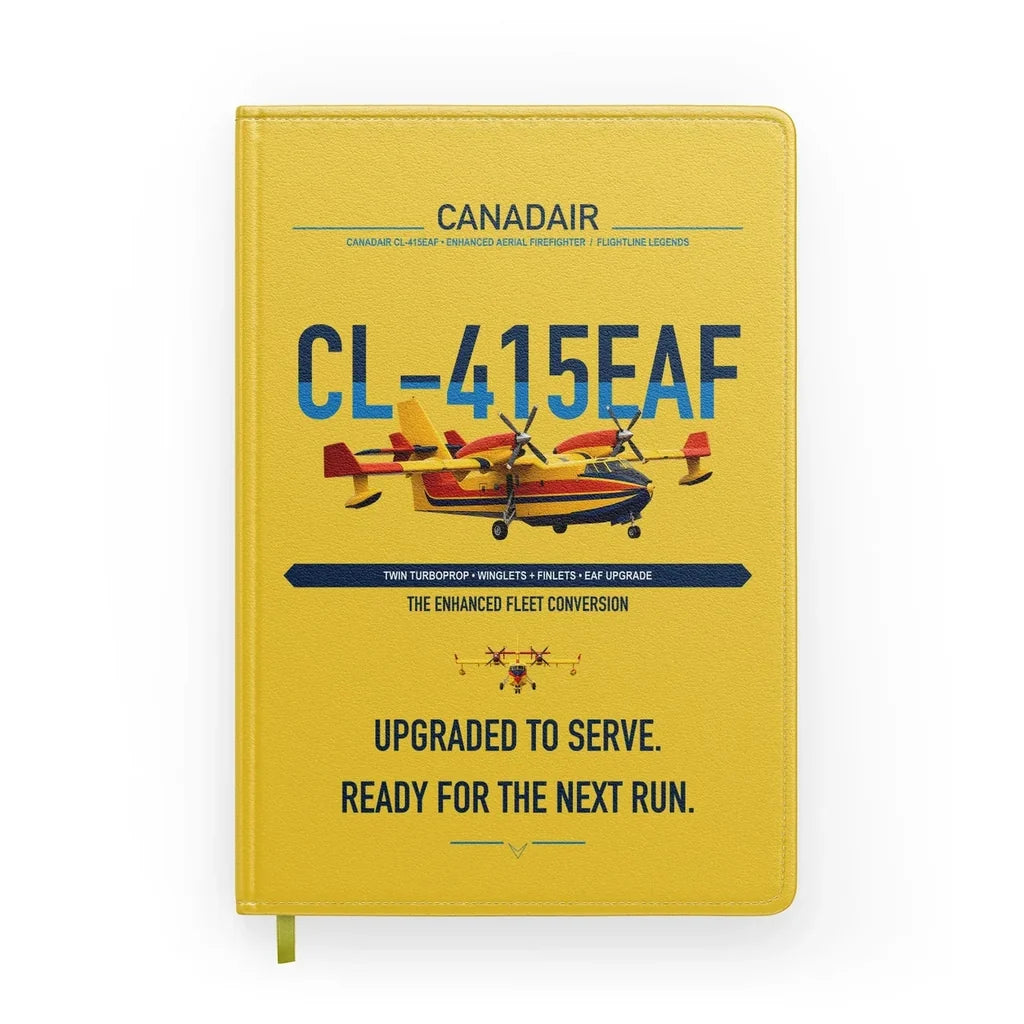 Canadair CL-415EAF design on yellow notebook
