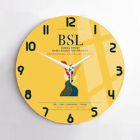 Thumbnail for EuroAirport Basel-Mulhouse-Freiburg (BSL) design on yellow no frame wall clock