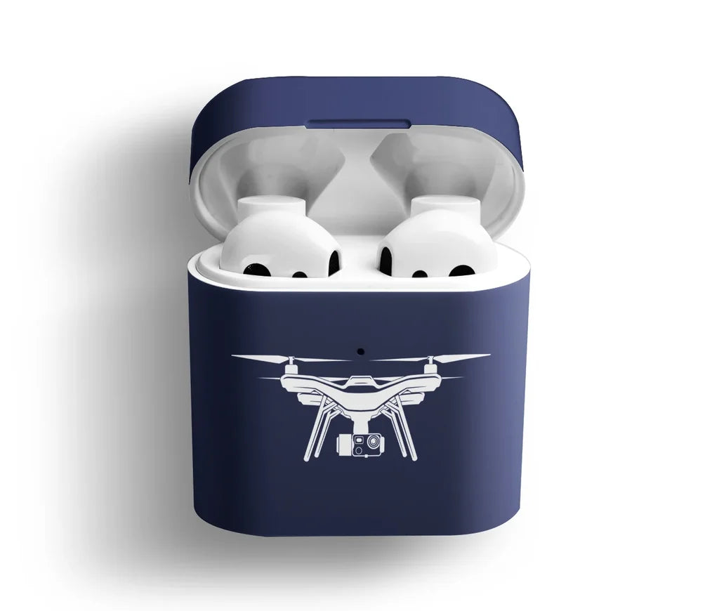 Drone Silhouette AirPods plastic case - Dark Blue