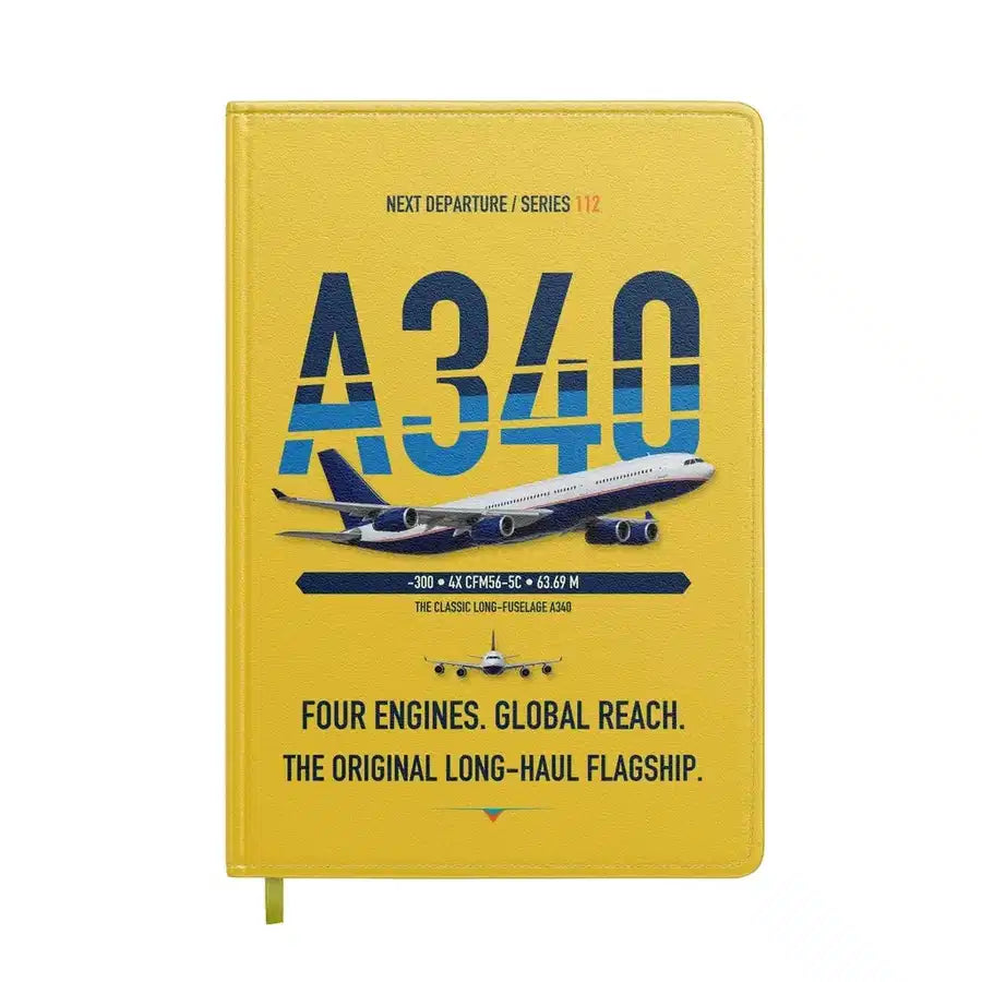 Airbus A340-300 design on yellow notebook