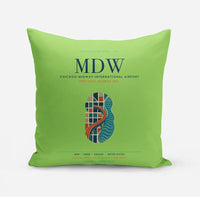 Thumbnail for Chicago Midway International Airport (MDW) design on light green pillow