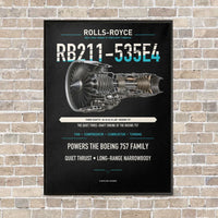 Thumbnail for RB211-535E4 vertical canvas print - framed - black background