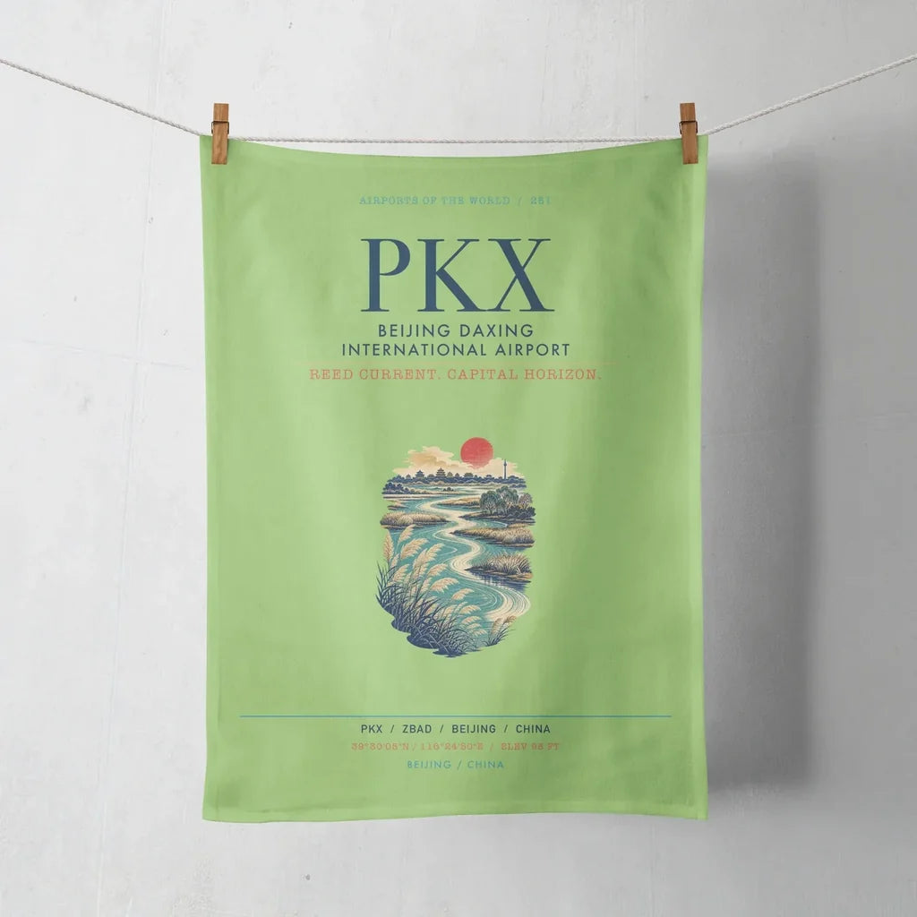 Beijing Daxing International Airport (PKX) design on light green towel
