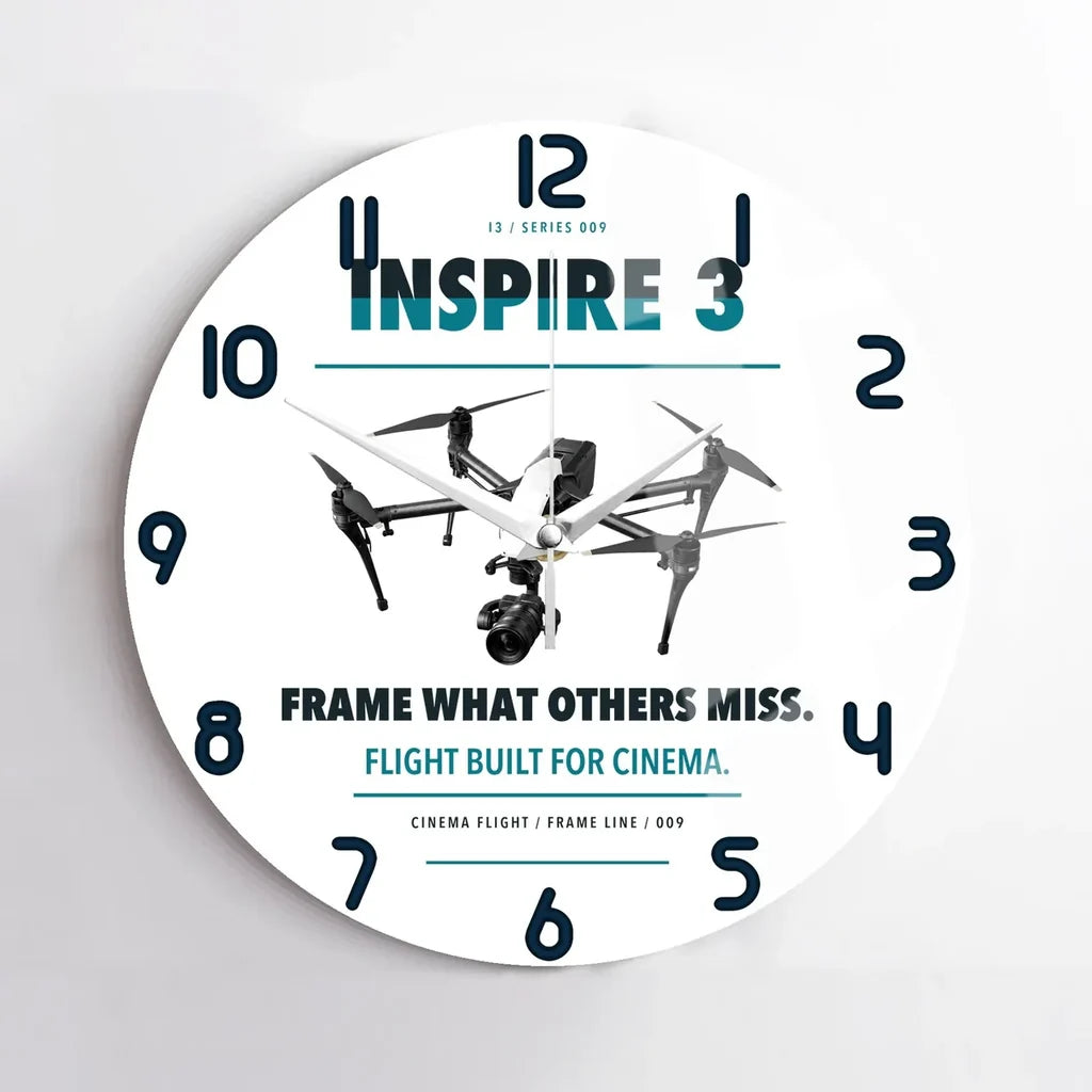 DJI Inspire 3 design on white no frame wall clock