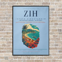 Thumbnail for Ixtapa-Zihuatanejo International Airport ZIH vertical canvas print - framed - light blue background