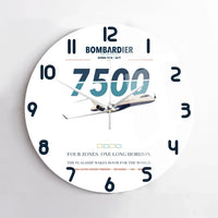 Thumbnail for Bombardier Global 7500 design on white no frame wall clock