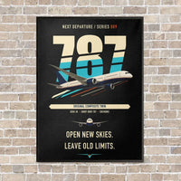 Thumbnail for Boeing 787-8 Dreamliner vertical canvas print - framed - black background