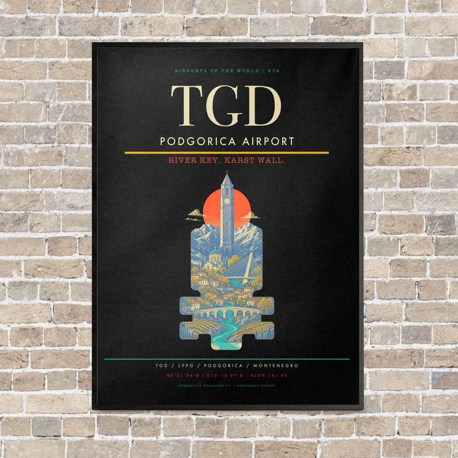 Podgorica Airport TGD - Canvas Framed - Black
