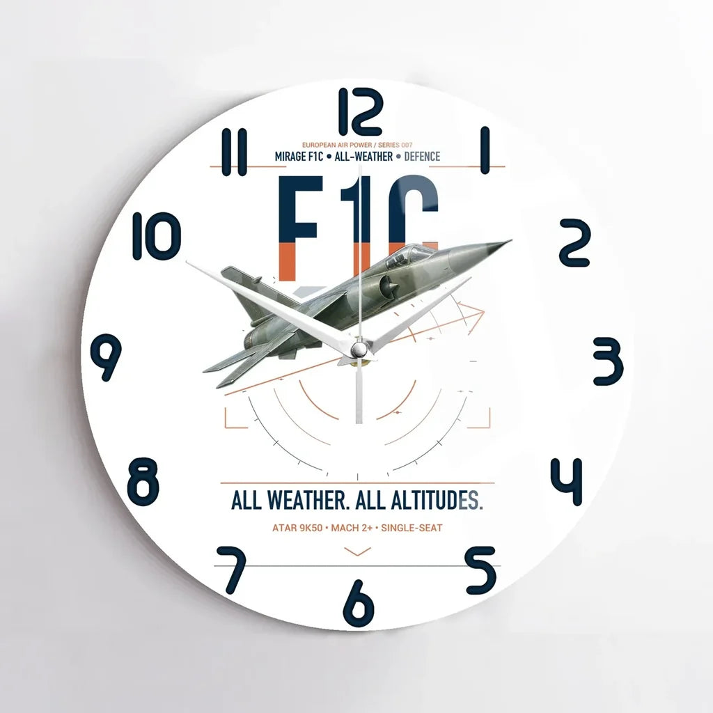 Dassault Mirage F1C design on white no frame wall clock