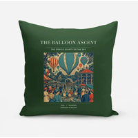 Thumbnail for VINTAGE G4011 - The Balloon Ascent - Designed Pillows design on darkgreen