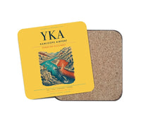Thumbnail for Kamloops Airport (YKA) design on yellow 1 piece coaster