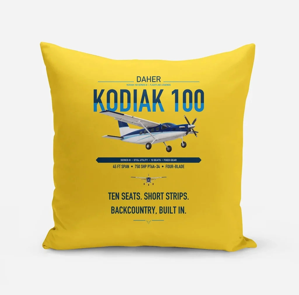 Daher Kodiak 100 Series III design on yellow pillow