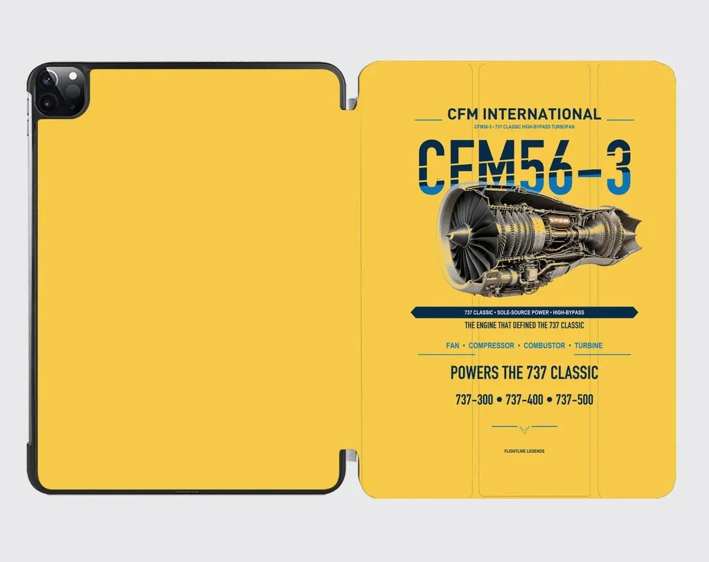 CFM56-3 design on yellow ipad tablet case