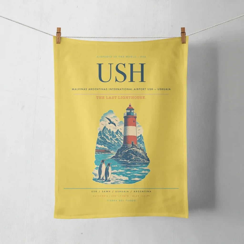 Malvinas Argentinas International Airport (USH) design on yellow towel