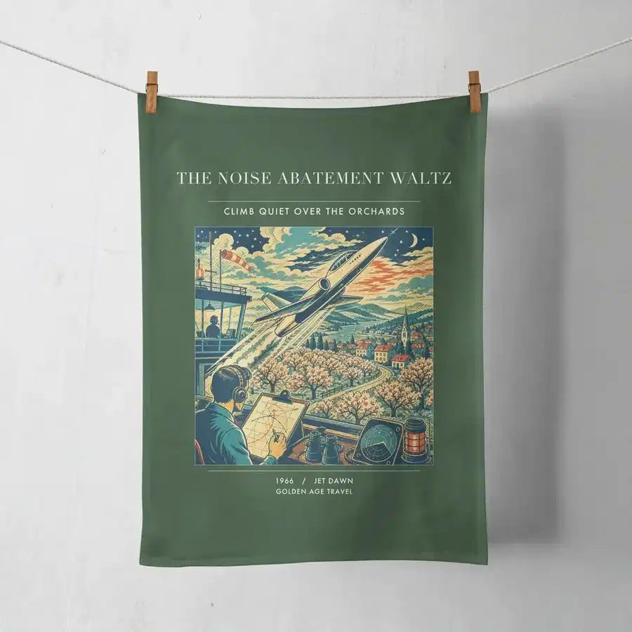 VINTAGE G4463 - The Noise Abatement Waltz - Designed Towels design on darkgreen