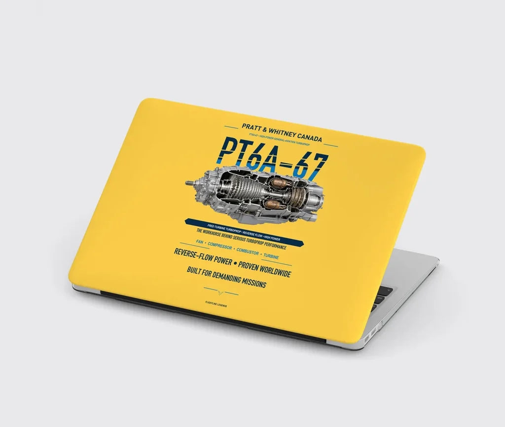 PT6A-67 design on yellow MacBook case